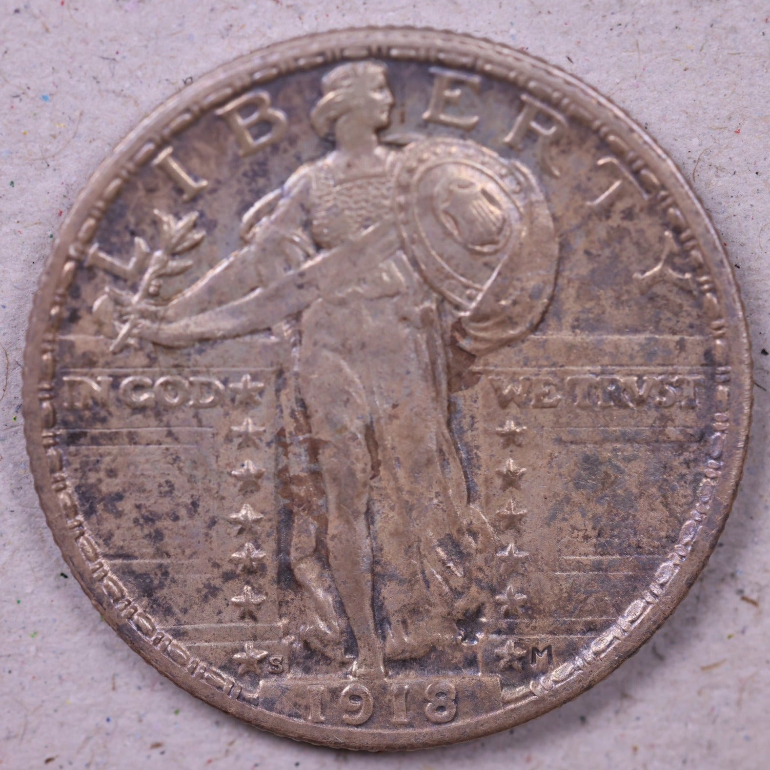 1918-S Standing Liberty Silver Quarter, Mint State, Uncirculated Coin, Store#QR1555