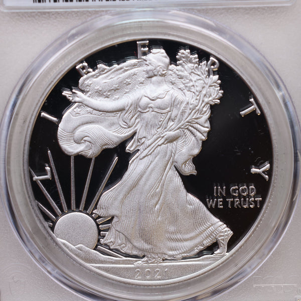 2021-W American Silver Eagle, 'Type-1 Reverse', PCGS PF70, Store #AE0249.