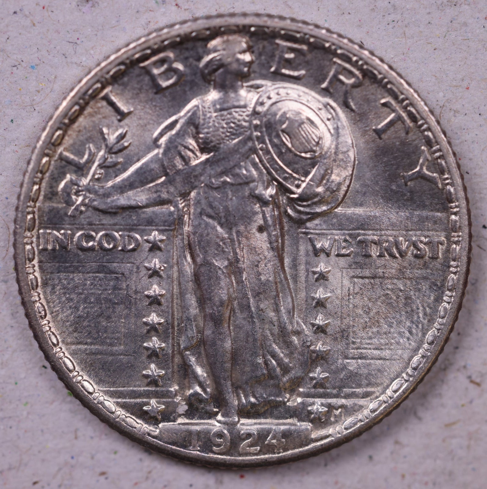 1924 Standing Liberty Silver Quarter, Mint State-Uncirculated Coin, Store#QR1615.