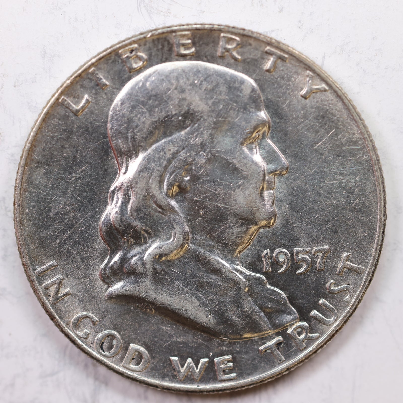 1957-D Franklin Half Dollar, Mint State Uncirculated Coin, Store #HR1196