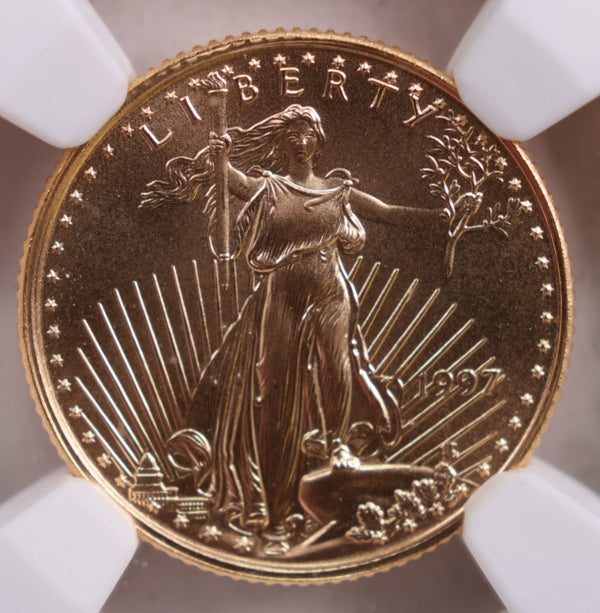 1997 $5 American Eagle, 1/10th OZT Gold Coin, NGC MS-70 Store #G0010.