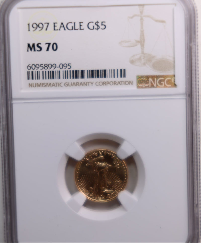 1997 $5 American Eagle, 1/10th OZT Gold Coin, NGC MS-70 Store