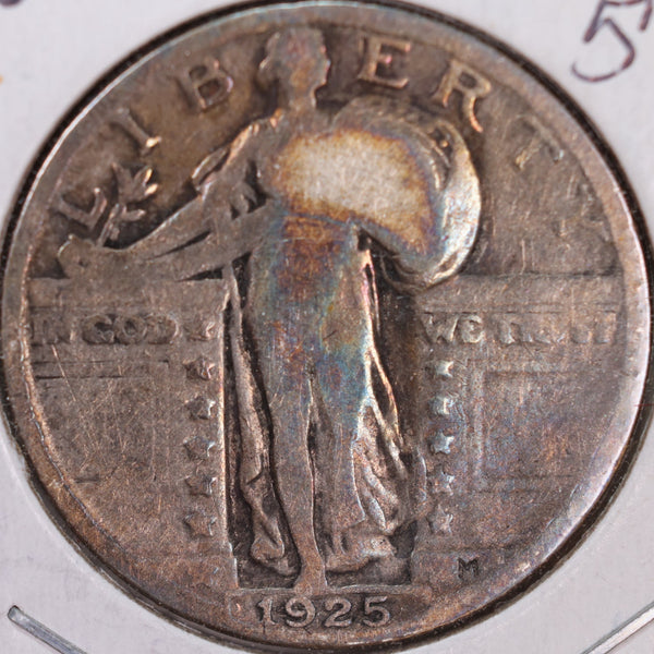 1925 Standing Liberty Quarter, Very Good Circulated Coin, Store #QR0093
