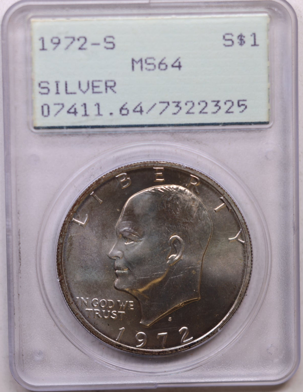 1972-S Eisenhower Dollar, Silver. Uncirculated Coin. PCGS Shaker MS-66, Store #GDR0323.