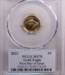 2022 $5 American Eagle, 1/10th OZT Gold Coin, PCGS Signed MS-70 Store