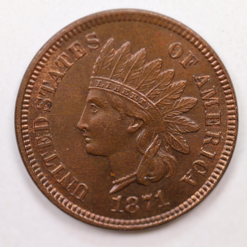 1871 Indian Head Cents, Nice Brown Uncirculated Collectible Coin, Store Sale