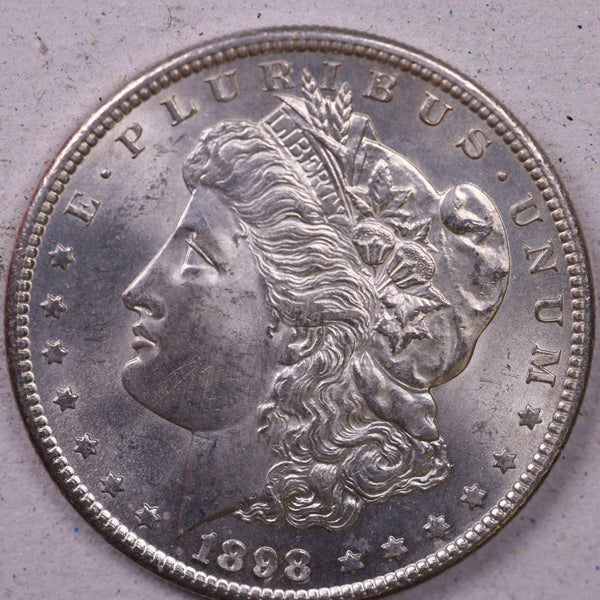 1898-S Morgan Silver Dollar., Mint State, Uncirculated Coin., Store #1207