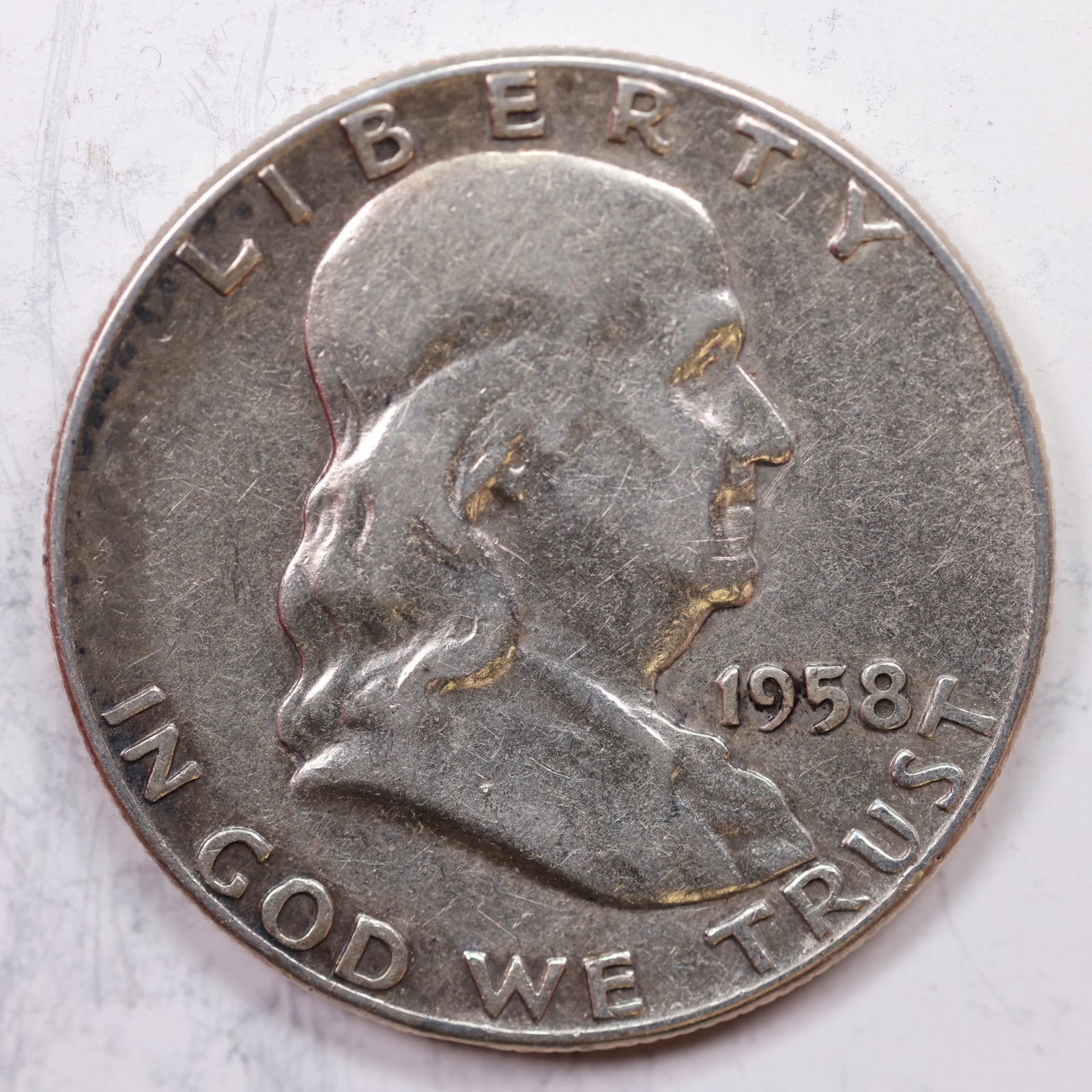 1958 Franklin Half Dollar, Very Good Circulated Coin, Store #HR1210
