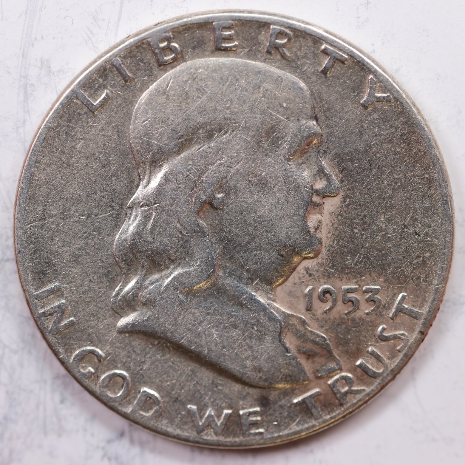 1953 Franklin Half Dollar, Very Good Circulated Coin, Store #HR1211