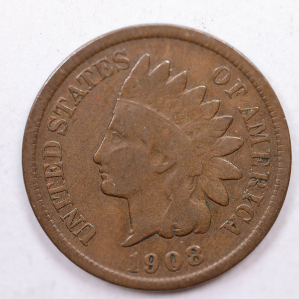 1908-S Indian Head Cents, Nice Circulated Collectible Coin, Store Sale #CT0700