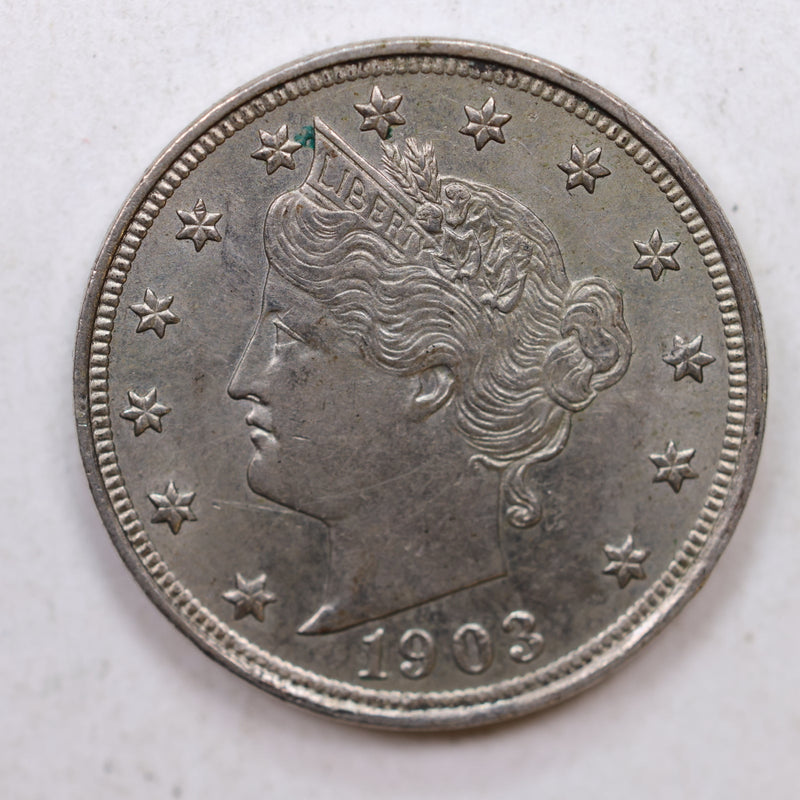 1903 Liberty (V) Nickel, Nice Slider, About Uncirculated, Store SALE