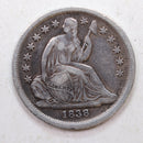 1838 Seated Liberty Dime, *LARGE STARS*, Collectible Circulated Coin, Store
