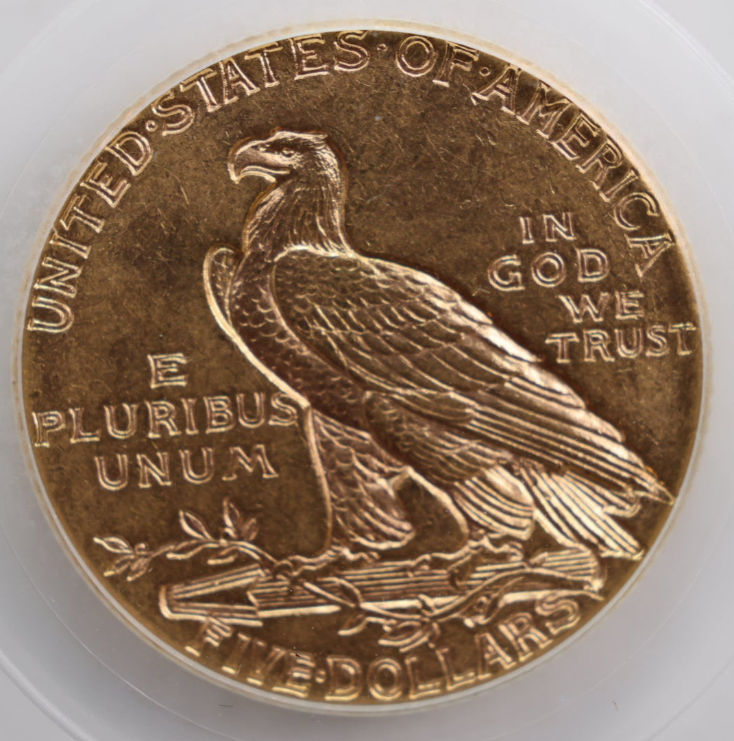 1910 $5 Gold Indian, (HALF EAGLE), In a GLOBAL Certification Holder., Store Sale #G0019.