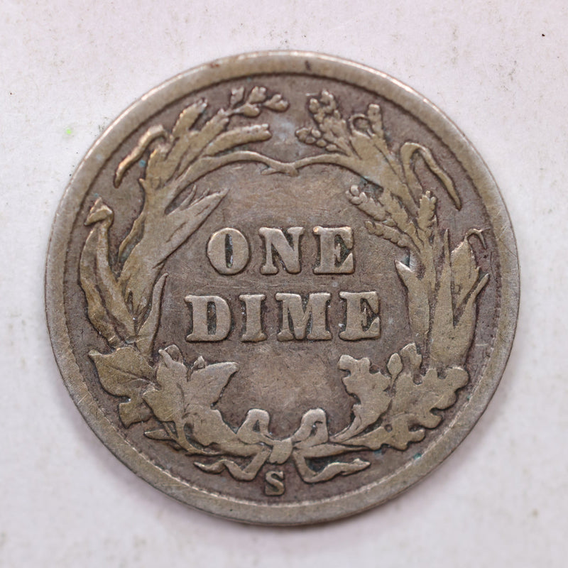 1908-S Barber Silver Dime, Nice Circulated Coin, Store Sale