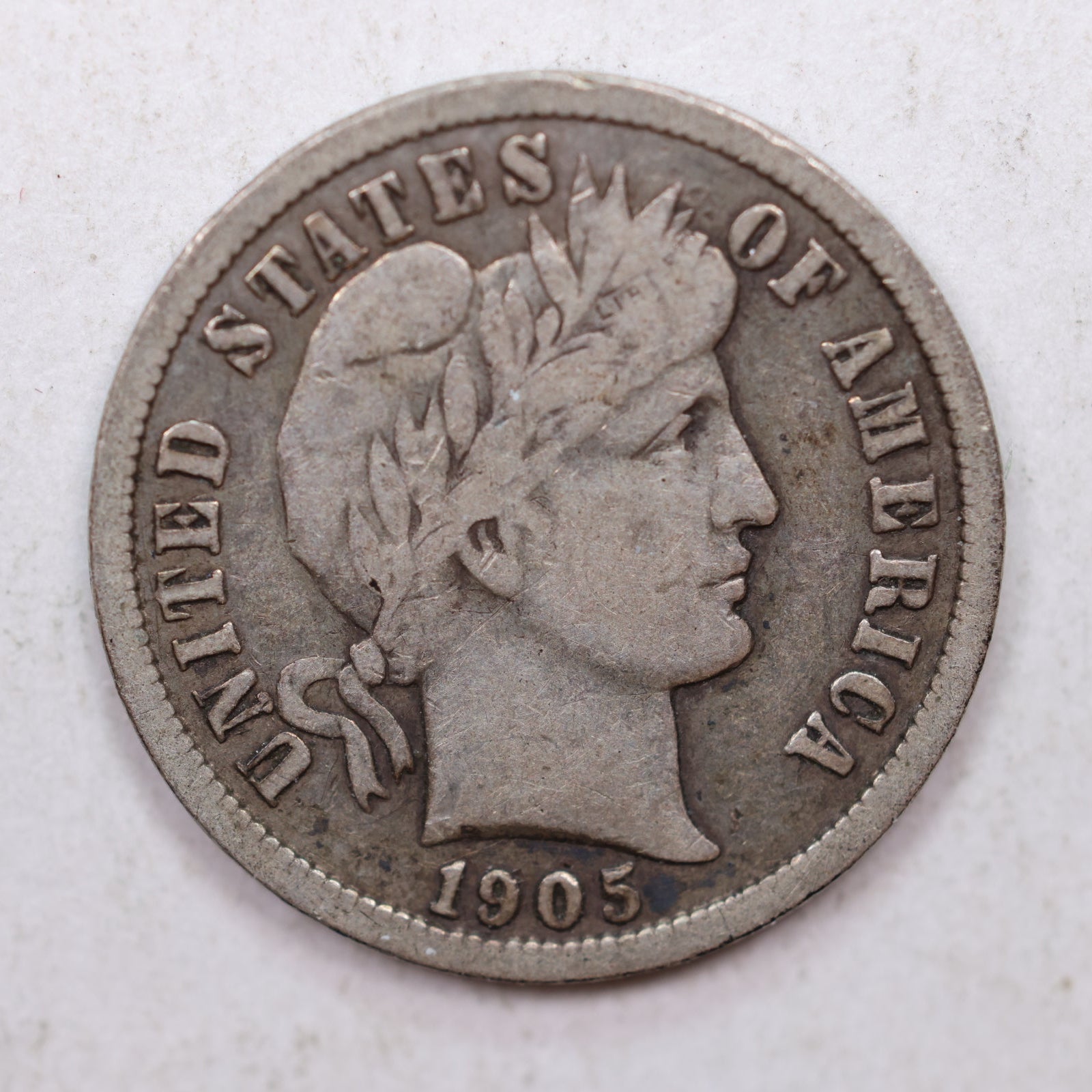 1905-O Barber Silver Dime, Nice Circulated Coin, Store Sale #DE789.