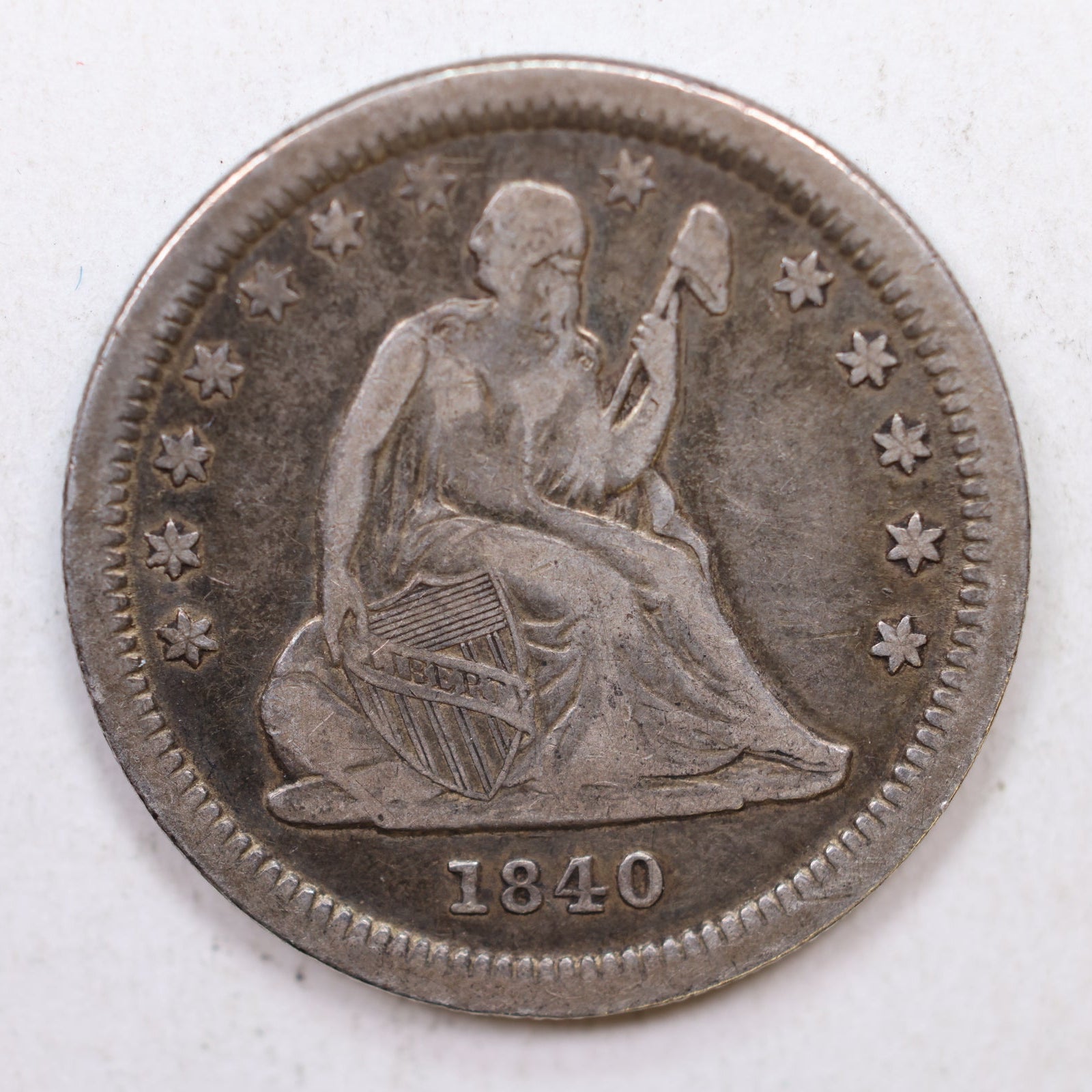1840-O Seated Liberty Silver Quarter with Drape, Circulated Coin, Store #QR981