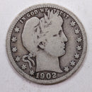 1902-S Barber (Liberty Head) Silver Quarter, Circulated Coin, Store