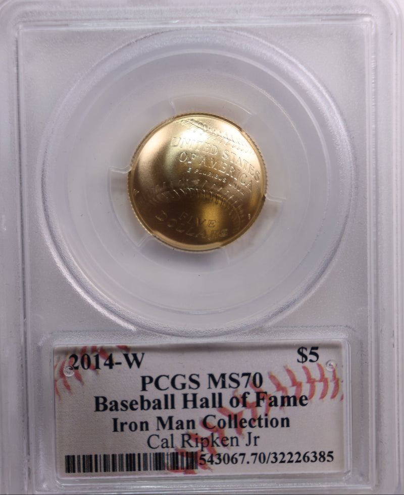 2014-W $5 Baseball Gold Commemorative, Cal Ripken, PCGS MS-70, Store