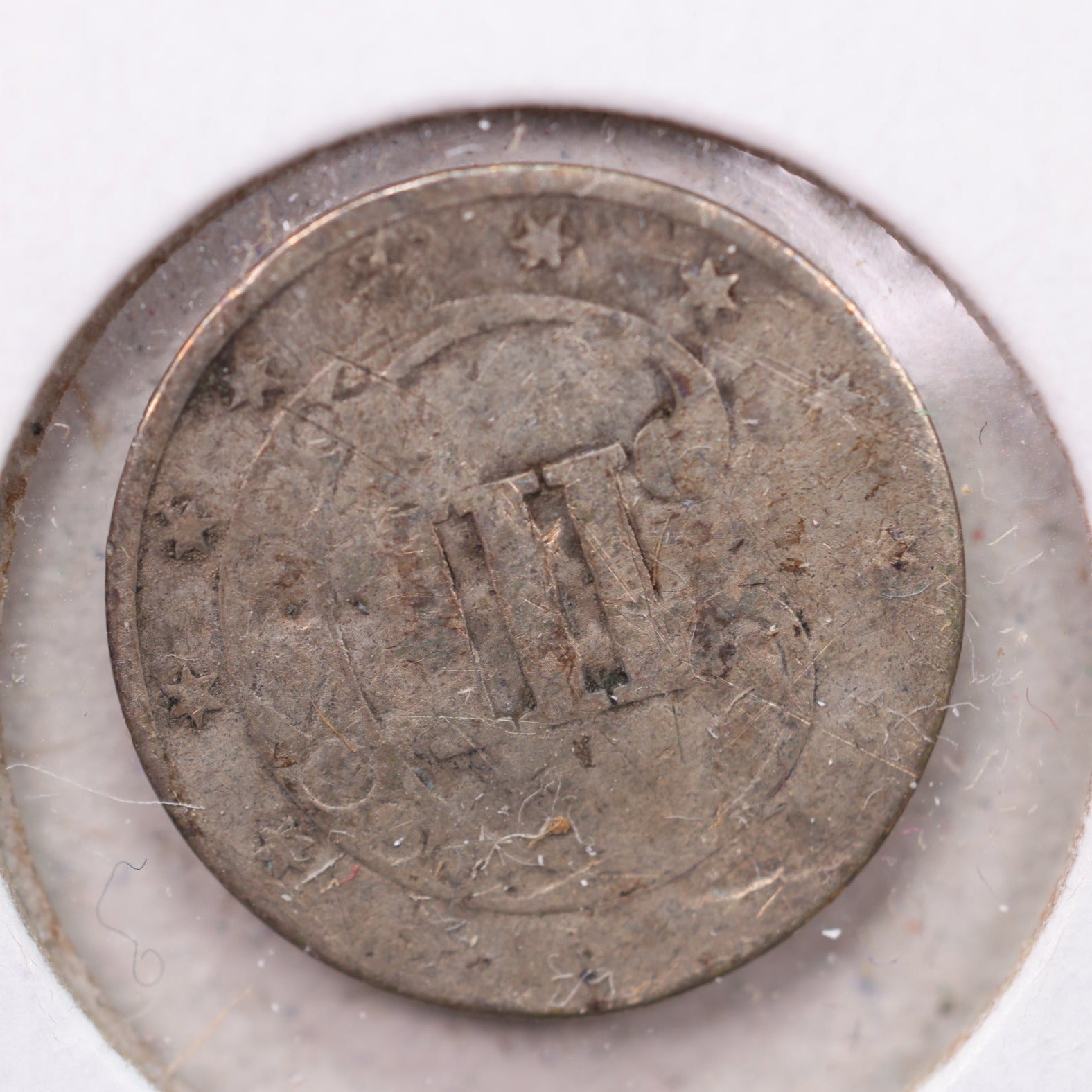 1853 3 Cent Silver., Good Details., Circulated Coin. Store #1154