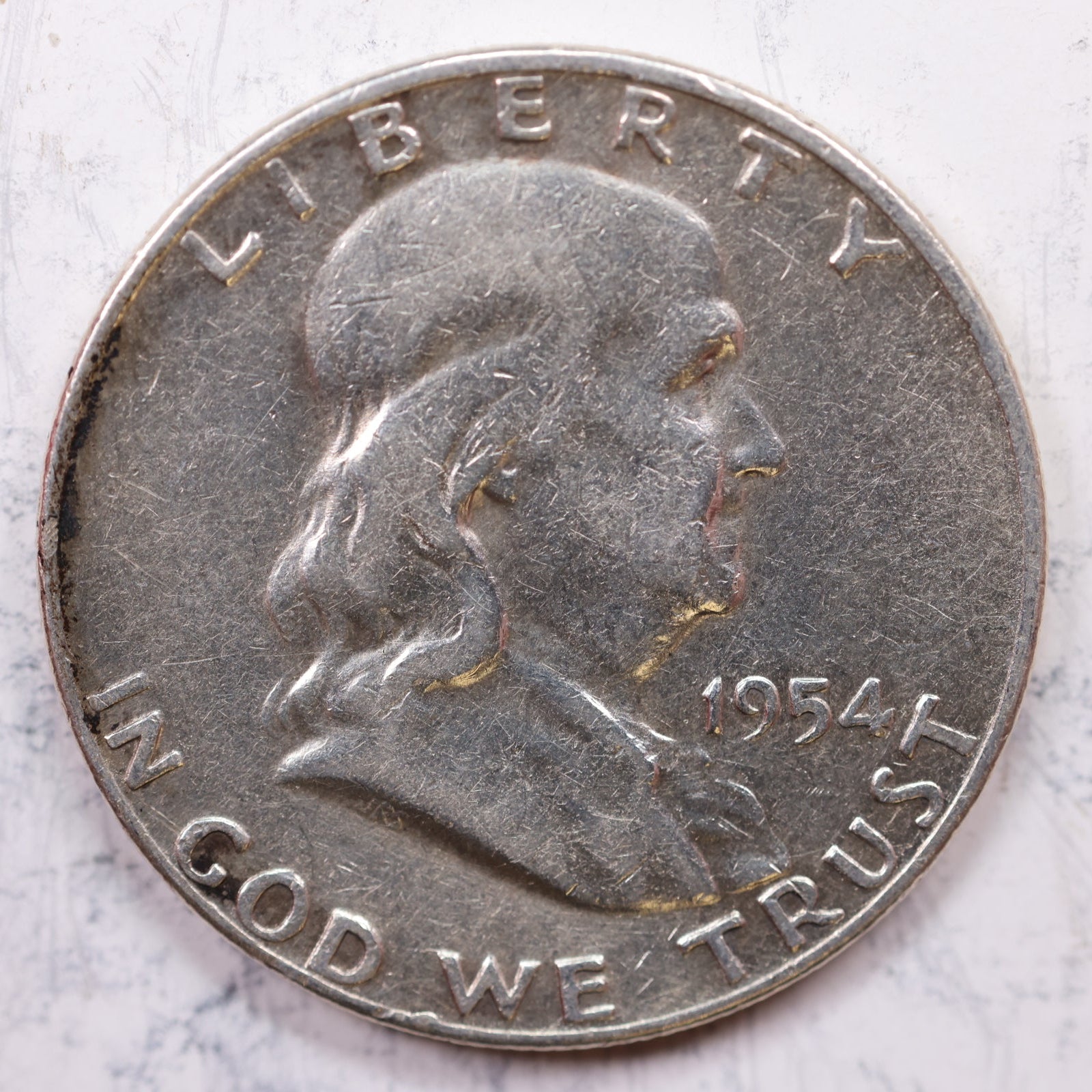 1954-D Franklin Half Dollar, Very Good Circulated Coin, Store #HR1230