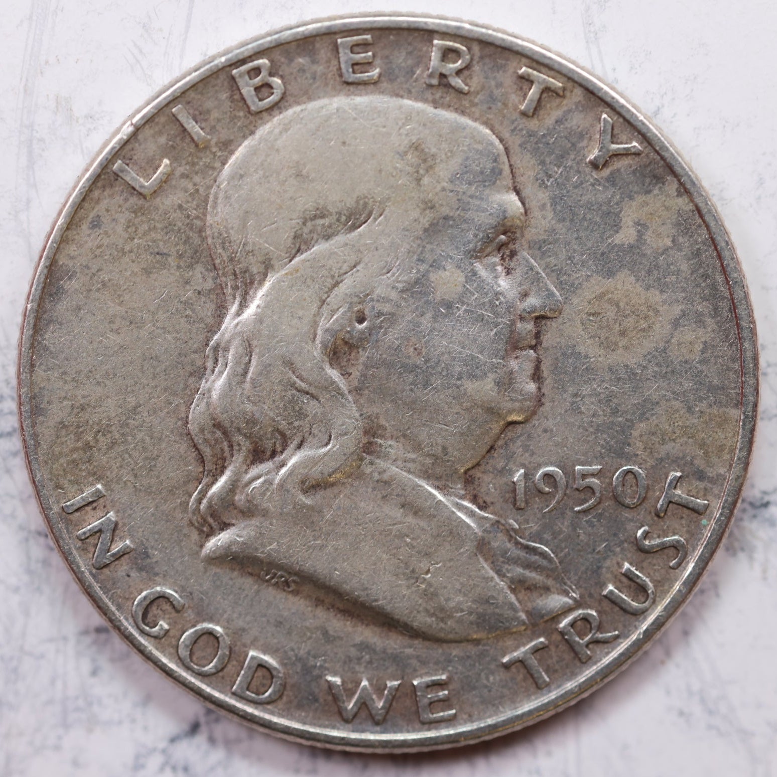 1950-D Franklin Half Dollar, Very Good Circulated Coin, Store #HR1232