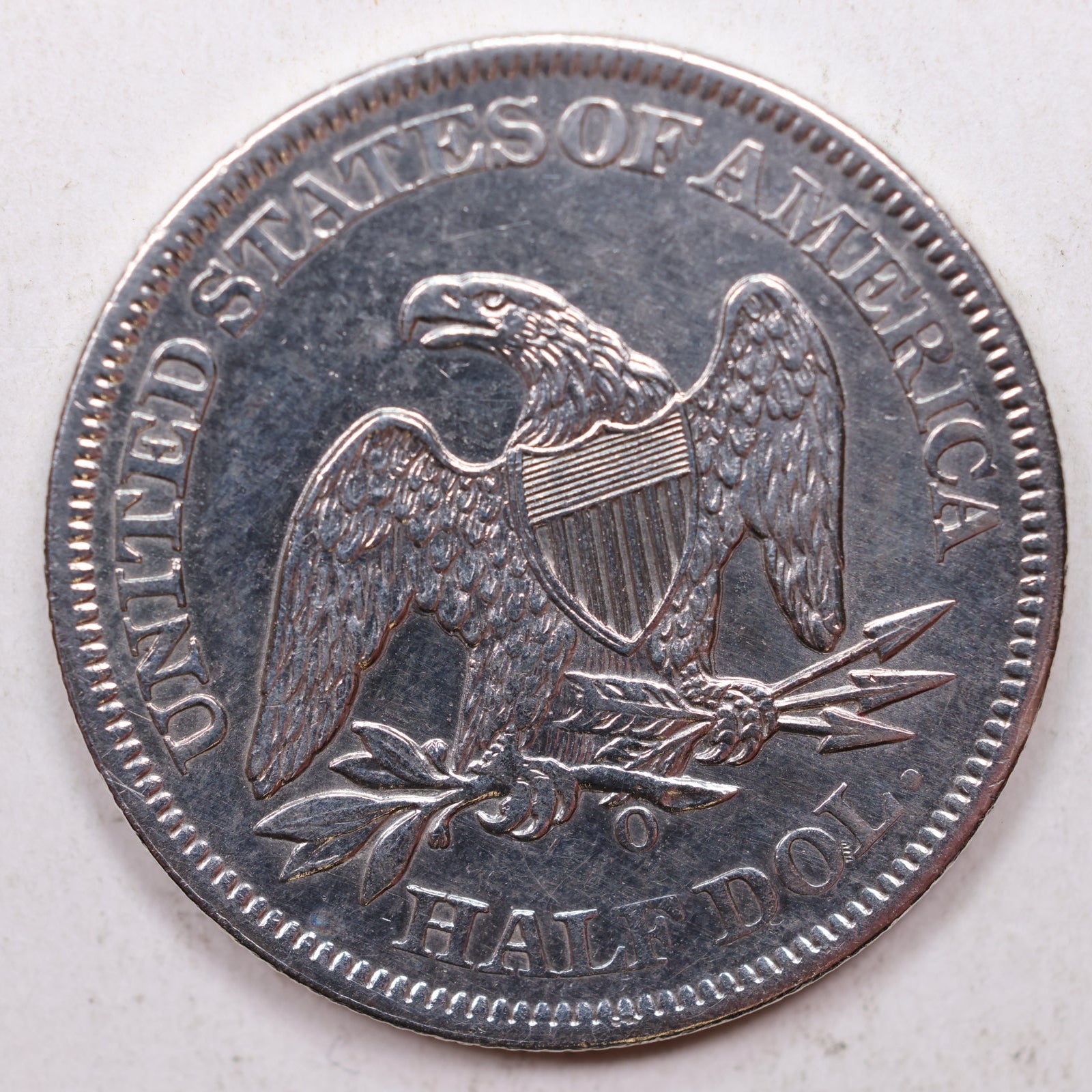 1861-O Seated Liberty Half Dollar, 'Confederate Die Crack', CLEANED, S