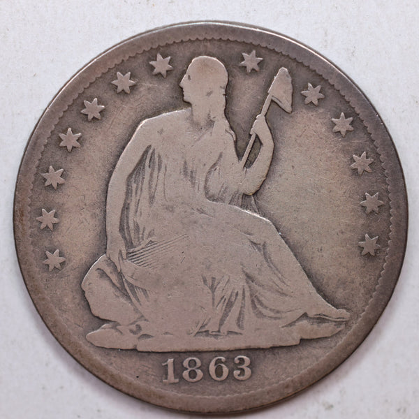 1863-S Seated Liberty Half Dollar, Civil War Dated Coin, Store Sale #HR0758.