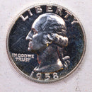 1958 Washington Silver Quarter., Proof Strike Coin. Store