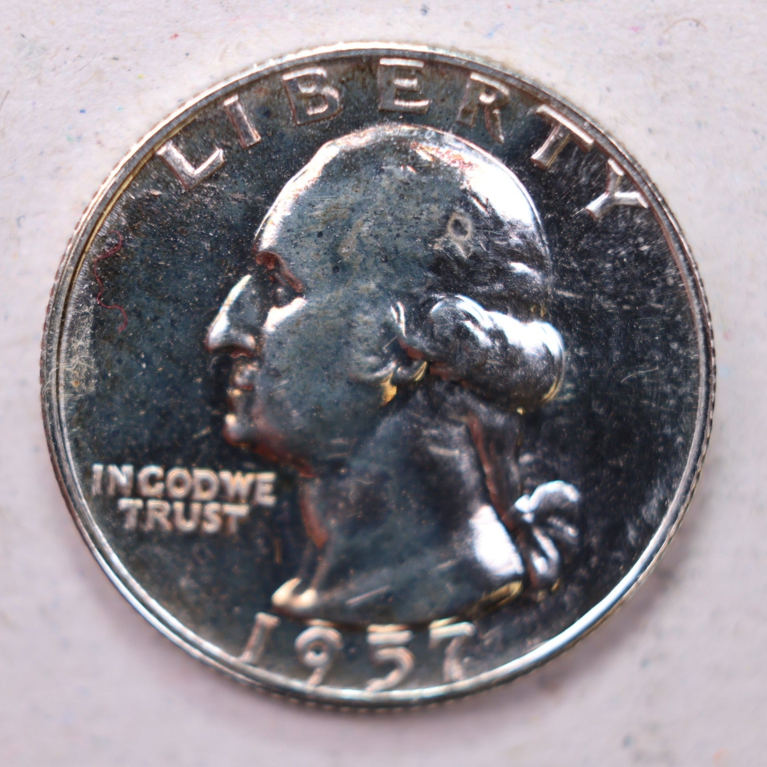 1957 Washington Silver Quarter, Proof Strike Coin, Store #1160