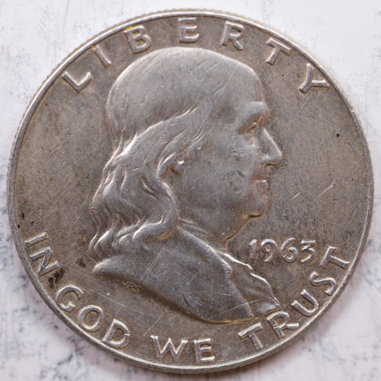 1963-D Franklin Half Dollar, Very Good Circulated Coin, Store #HR1236