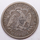 1875-CC Seated Liberty Half Dollar, 'Harder Date' Circulated Coin, Store Sale