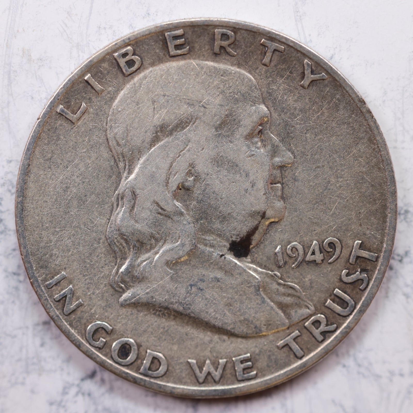1949-S Franklin Half Dollar, Very Good Circulated Coin, Store #HR1239