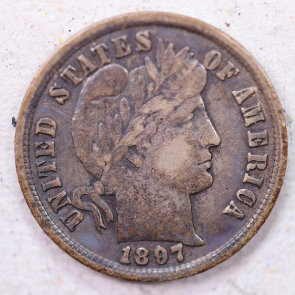 1897 Barber Silver Dime., Very Fine Circulated Coin., Store #1175