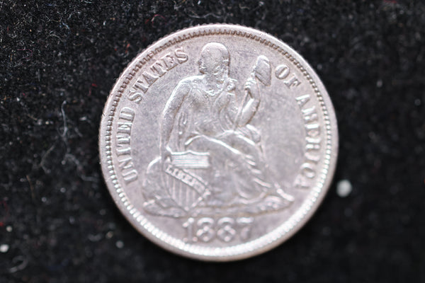1887 Seated Liberty Dime, Affordable Circulated Coin, SALE #88144
