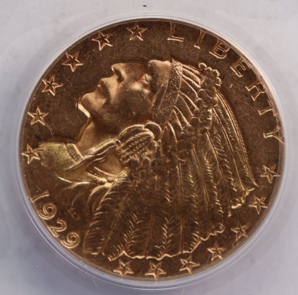 1929 $2.50 Quarter Eagle, Indian, Gold Coin, ANACS AU-55, Store Sale #G0032.