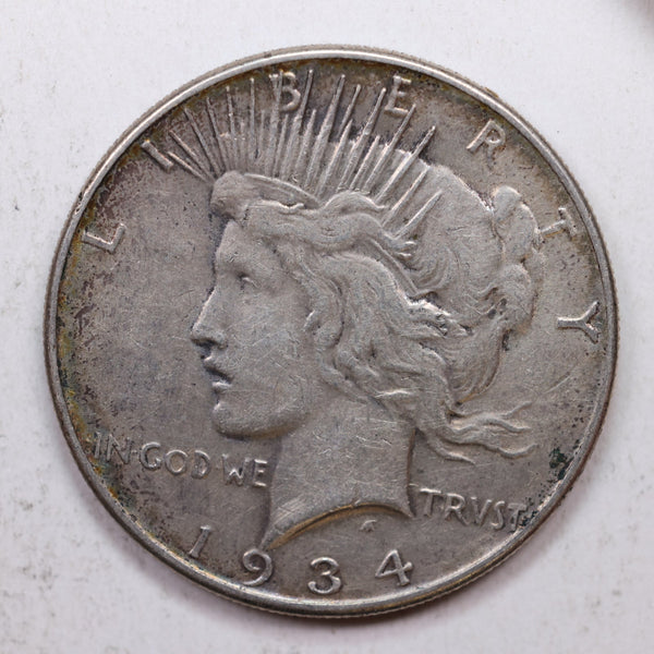 1934 Peace Silver Dollar, Nice Circulated Condition, Coin., Store Sale #DR0748.