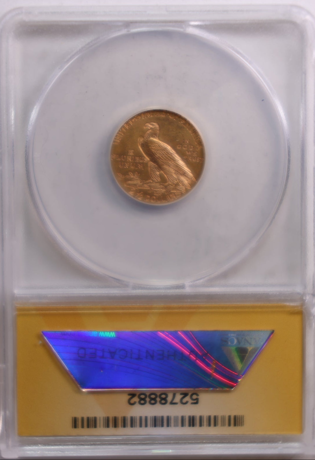 1913 $2.50 Quarter Eagle, Indian, Gold Coin, ANACS AU-55, Store Sale #G0033.