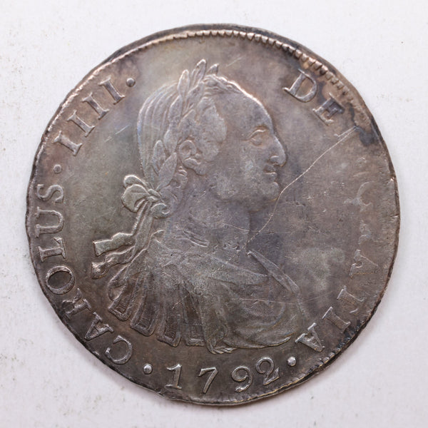 1792 Spanish Eight Real, Very Fine Circulated Coin. A piece of History, Store #SR015.