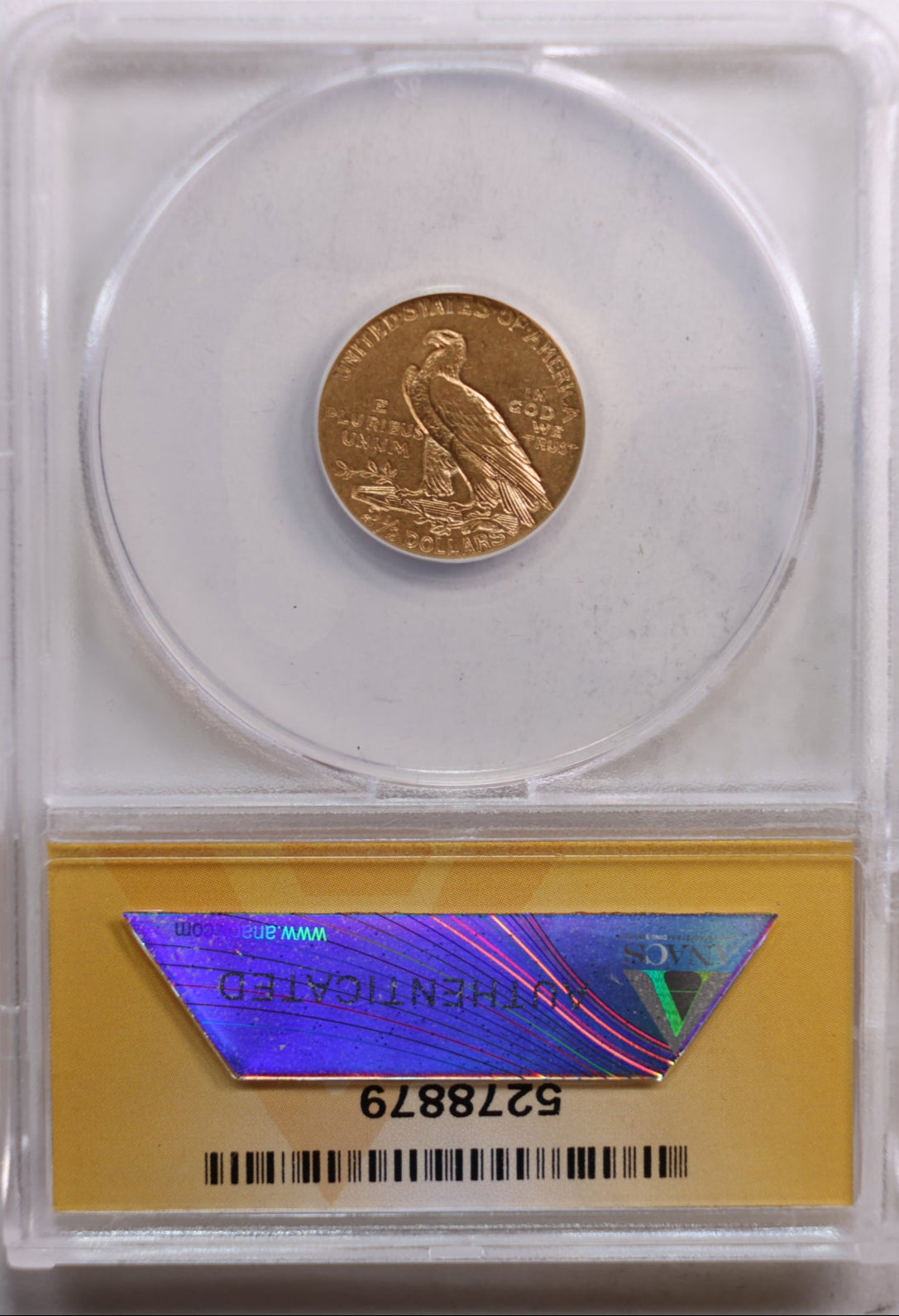 1908 $2.50 Quarter Eagle, Indian, Gold Coin, ANACS EF-45, Store Sale #G0034.
