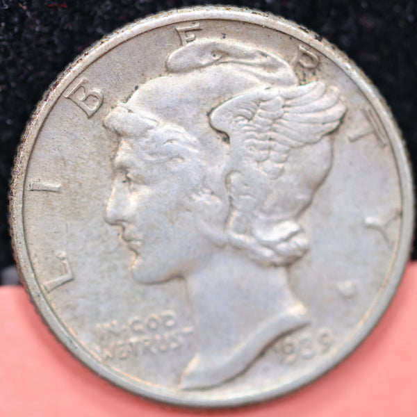 1939 Mercury Silver Dime, Very Fine+ Circulated Coin, SALE #88158