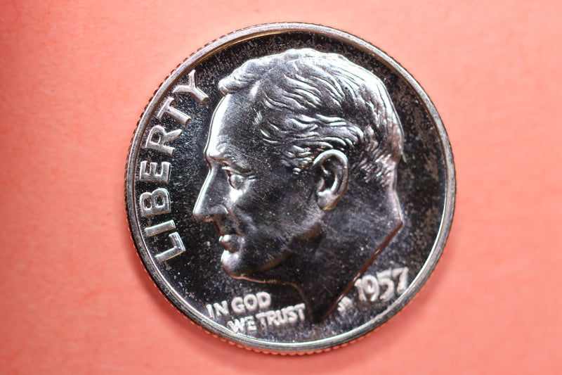 1957 Proof Roosevelt Silver Dime, Affordable Circulated Coin, SALE