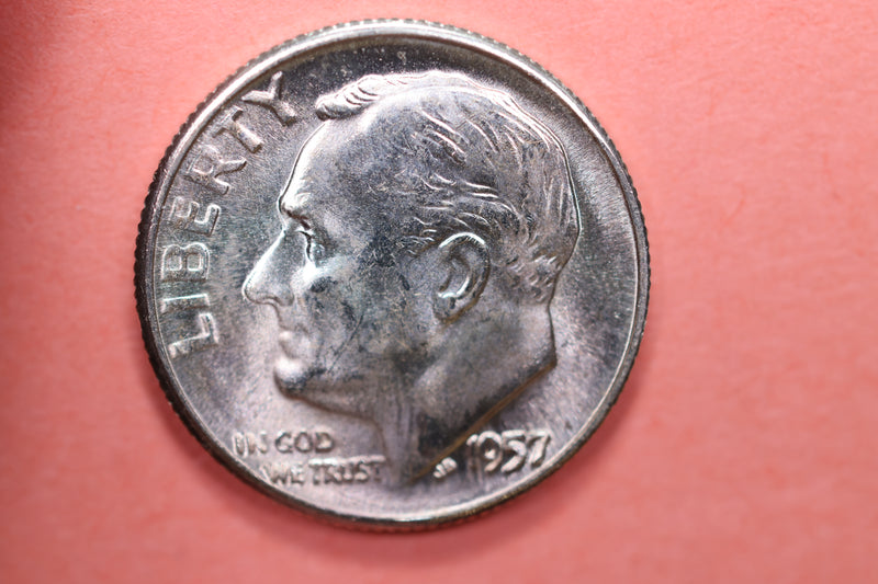 1957 Roosevelt Silver Dime, Affordable Uncirculated Coin, SALE