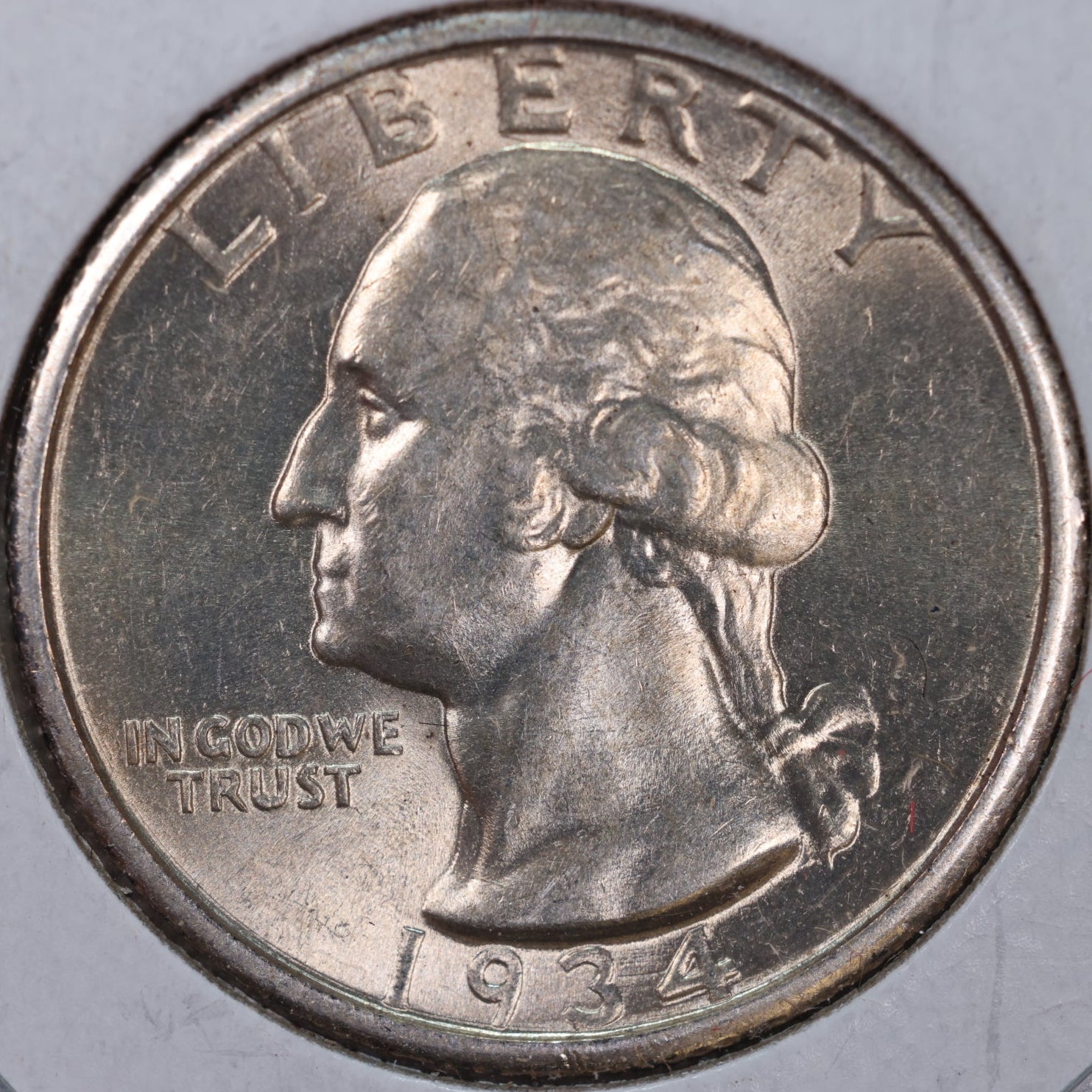 1934 Washington Silver Quarter, Mint State Uncirculated Coin, Store #QR0166