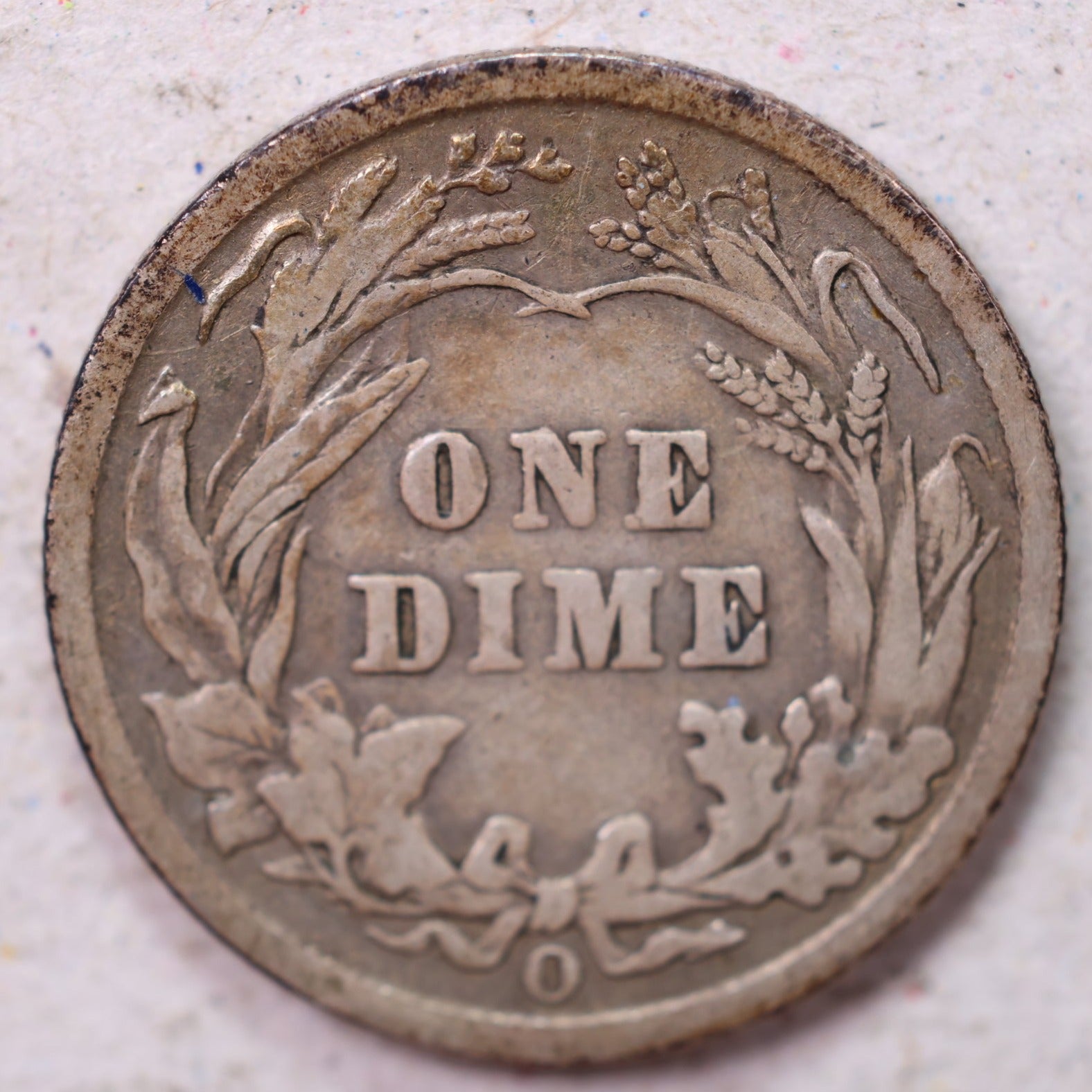 1907-O Barber Silver Dime., Fine., Circulated Coin., Store #1305