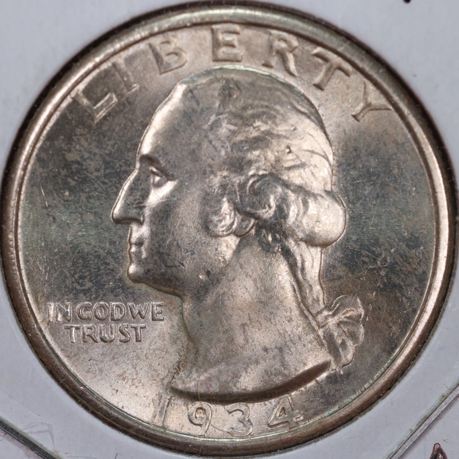 1934 Washington Silver Quarter, Mint State Uncirculated Coin, Store #QR0169