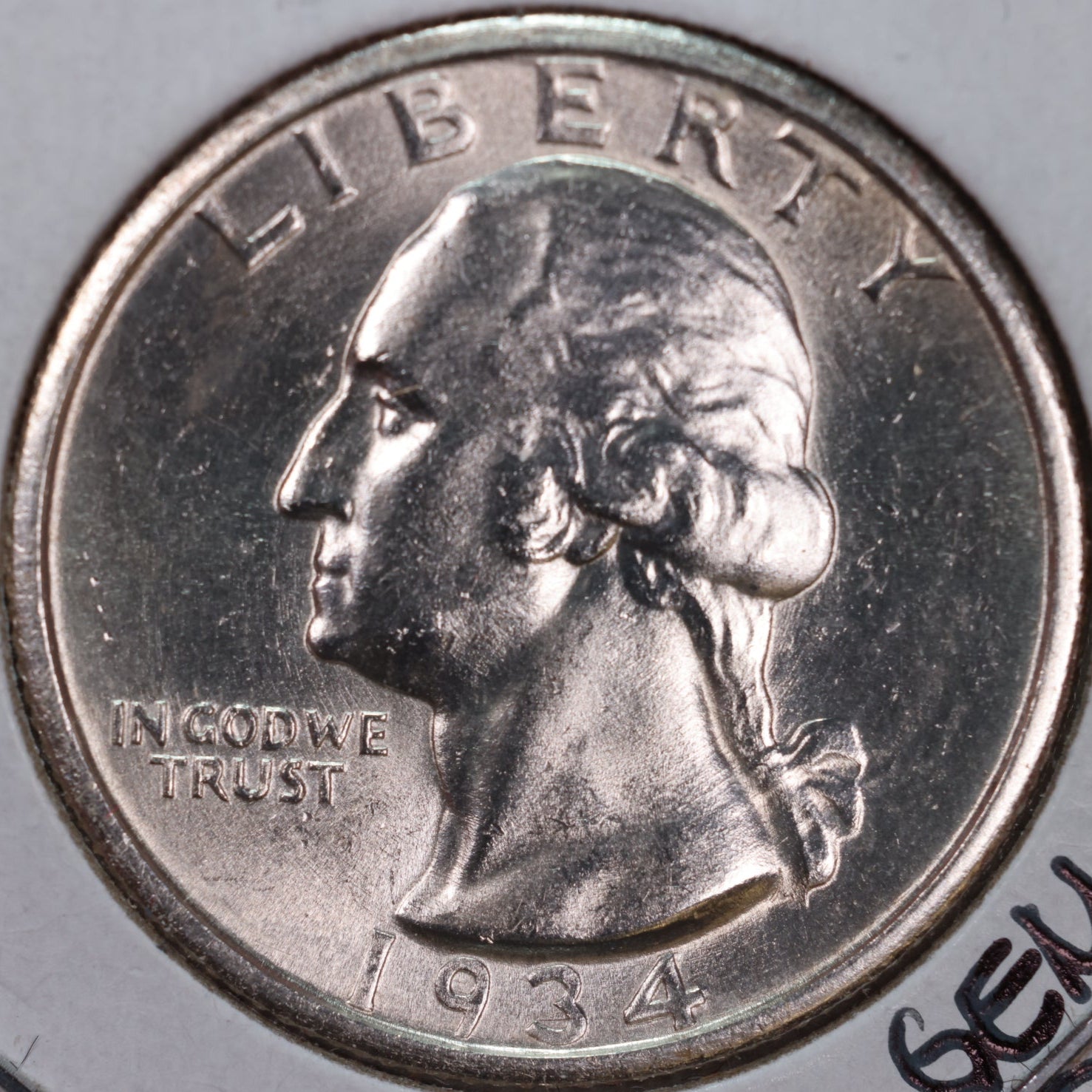 1934 Washington Silver Quarter, Mint State Uncirculated Coin, Store #QR0170