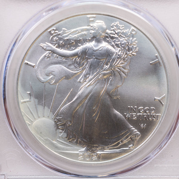 2021 American Silver Eagle, Type-2, 'West Point Mint', PCGS MS-70, Store #AE0252.