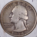 1934 Washington Silver Quarter, Fine+ Circulated Coin, Store