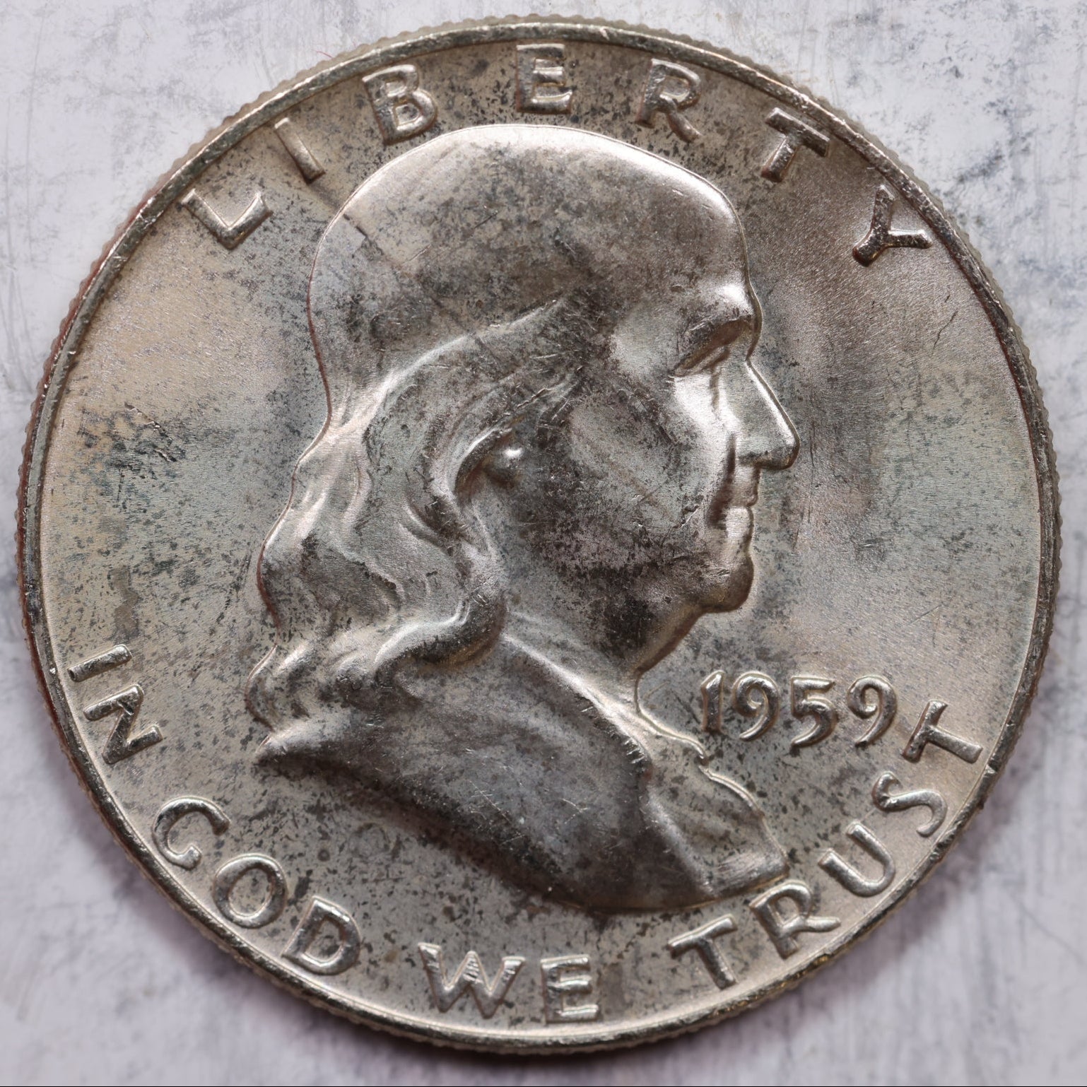 1959-D Franklin Half Dollar, Mint State Uncirculated Coin, Store #HR1289