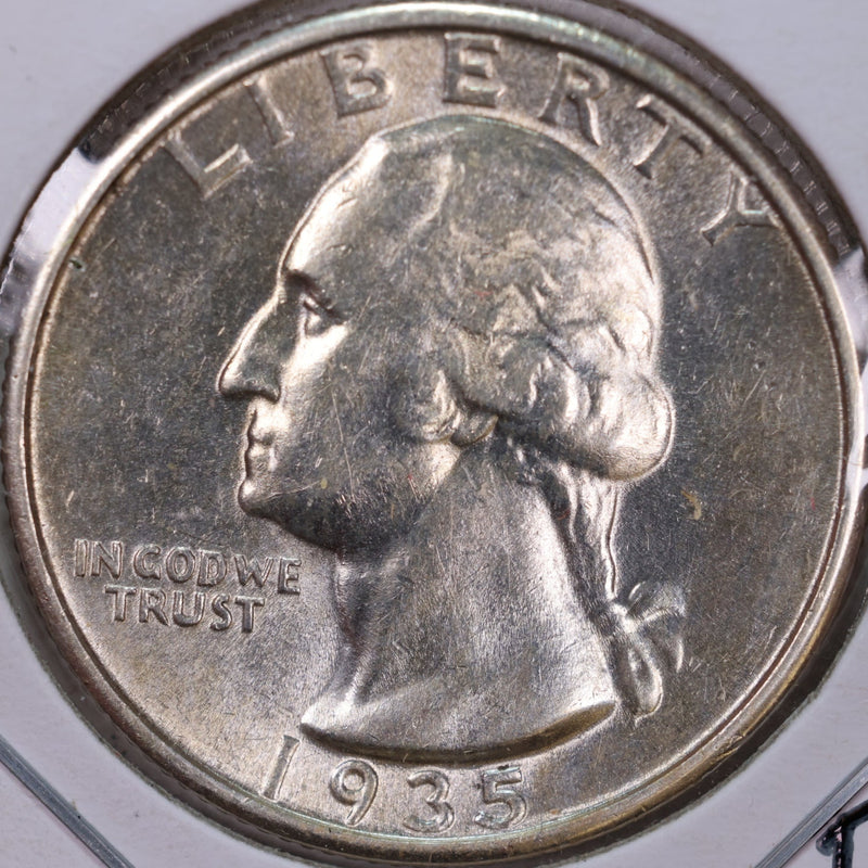 1935 Washington Silver Quarter, Mint State Uncirculated Coin, Store